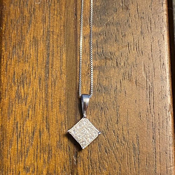 Diamond Necklace - 1/2 CTW, 9 Stone Pendant - Picture 2 of 7